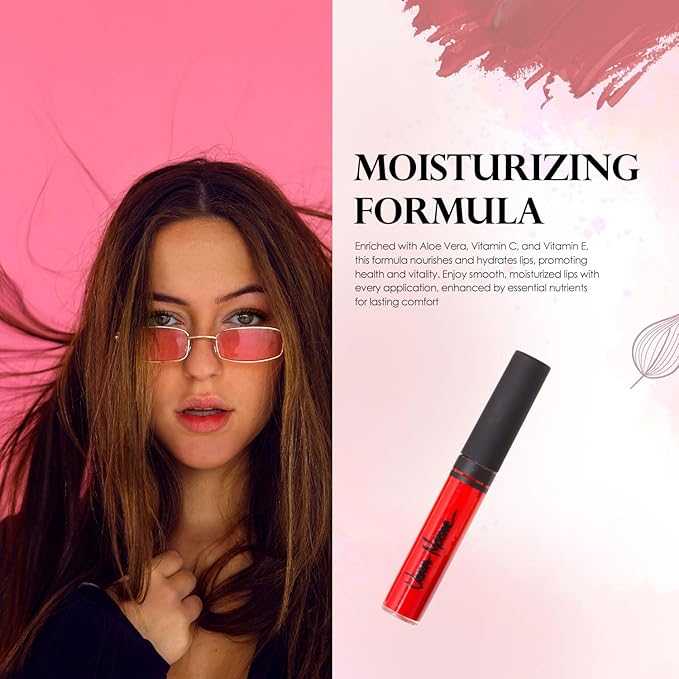 VERA MOORE COSMETICS AND SKIN CARE Lip Gloss, Moisturizing Lip Color with Shimmer for Long Lasting Shine, Lightweight Lip Stain, Girls Non-Sticky Lip Gloss with Aloe Vera, W/Vitamin C, E (Vera's Red)