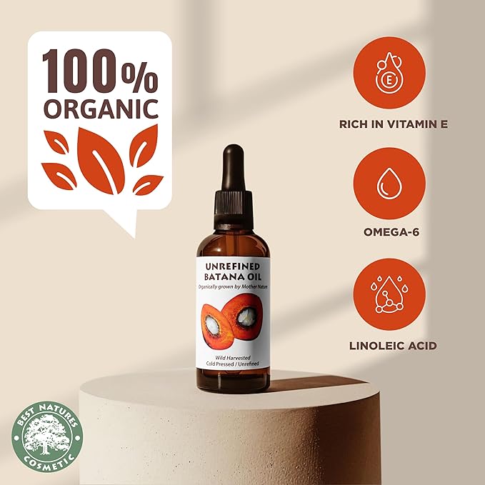 Best Nature's Cosmetics Batana Oil for Hair Growth and Repair: Raw Batana Oil from Honduras - 100% Pure & Natural - For Thicker & Stronger Hair. Recognized by Dr. Sebi (2 fl oz)