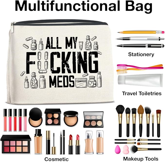 UPNEGE Funny Medicine Gifts Med Travel Makeup Bag for Women