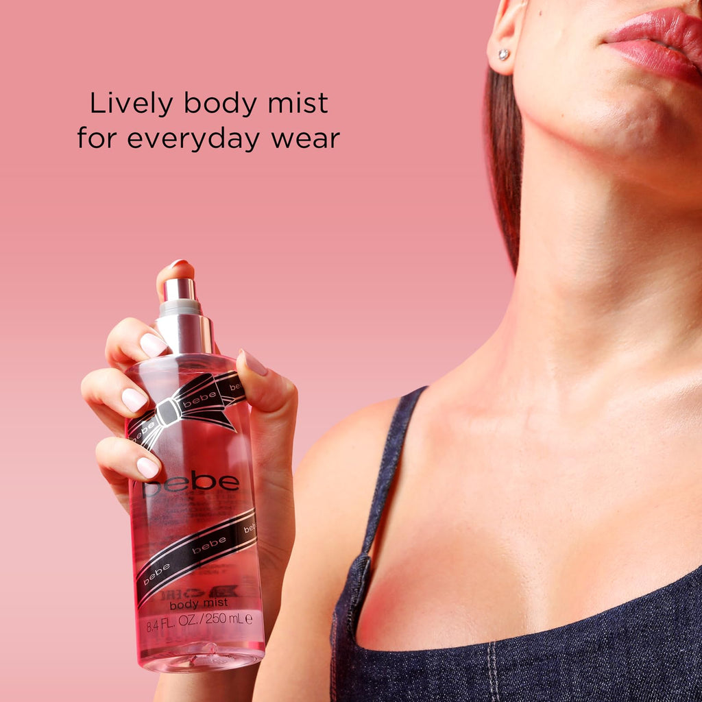Bebe Silver Body Mist - Body Spray for Women with Mango, Tuberose, Peony, Jasmine, Rose, Cedarwood, Musk, and Sandalwood Fragrance Mist - 8.4 oz