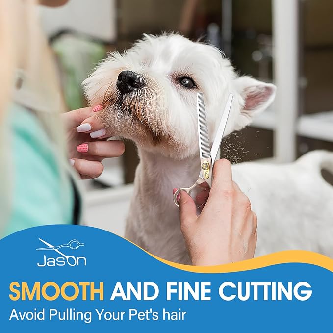 JASON Dog Grooming Thinning Scissors - 7.5" Blender Shears 54 Teeth