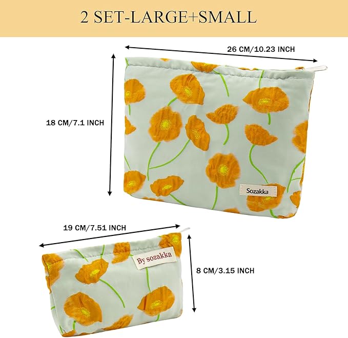 getgto 2 Pcs Makeup Bags, Large Cosmetic Bag Travel Toiletry Bag