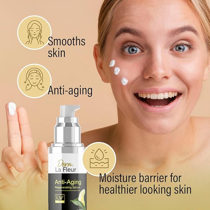 LIVORKA 2 Pack - Derm La Fleur Anti- Aging Serum - Derm La Fleur Plus, Derm La Fleur Luxe 2 Bottles Serum For 2 Months, Derma Fleur Moisturizing Skin Conditioner.