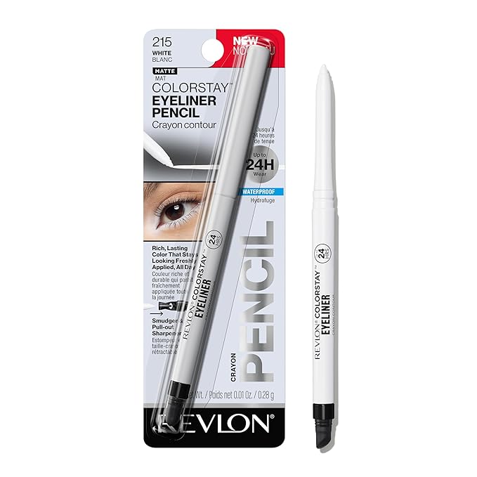 REVLON ColorStay Pencil Waterproof Eyeliner, 215 White, 0.01 oz