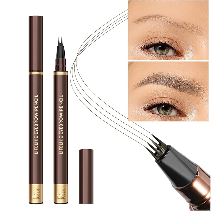 Espoce 2 Pack Eyebrow Pen, Waterproof Microblading Eyebrow Pencil, 4 Tip Precise Eye Brow Makeup Pen for Women to Effortlessly Create Hair Like Natural Brows, Non Dry Out and Last All Day (Blonde)