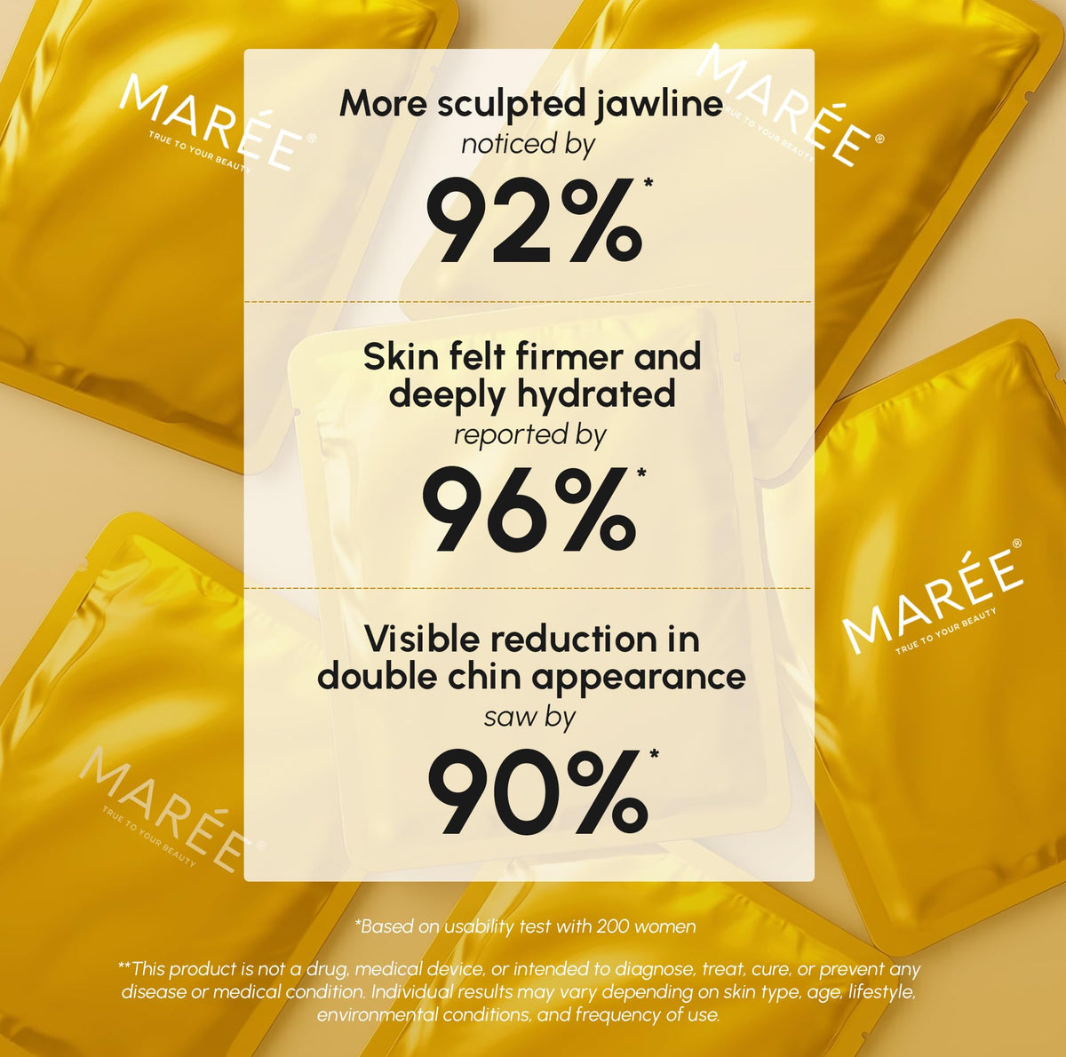 MAREE V Line Lifting Mask with 24K Gold – Deep Collagen Face Mask for Women – Jawline Shaper Mask with Retinol & Hyaluronic Acid – Neck Tightening & Firming - Double Chin Strap for Face Lift