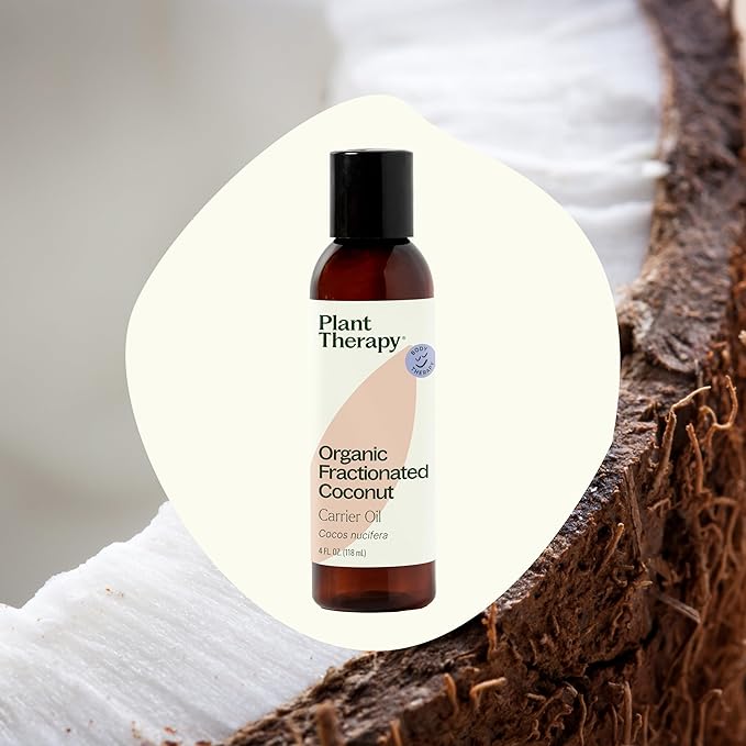 Plant Therapy Organic Fractionated Coconut Oil 4 oz, 100% Pure, USDA Certified, Liquid Coconut Oil for Essential Oils, Body Care, Massage, and Aromatherapy