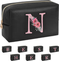 Initial Makeup Bag for Women, Travel Makeup Bag Small Cosmetic Bag, Birthday Gifts for Girls and Women, Teen Girls Gifts Trendy Stuff, Personalized Gifts for Grandkids Teacher Friends Bride Bridesmaid