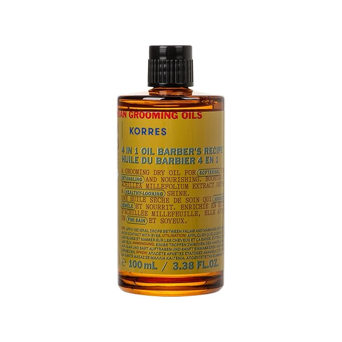 KORRES Athenian Grooming 4-in-1 Men’s Care Oil, Vegan Dry Oil, 3.38 Fl Oz