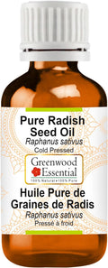 Greenwood Essential Radish Seed (Raphanus sativus) | Cold Pressed | Natural | Undiluted | for Diluting Essential Oils | for Skin & Massage | Men & Women | 50ml (1.69 oz)