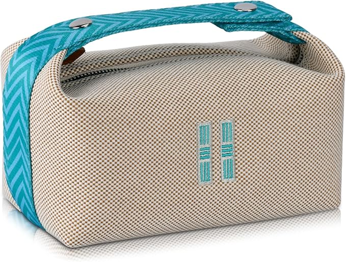 Sluxa NEW Makeup Bag - Her Inspired, Stylish, Lightweight, and Practical,Luxury Craft Travel Toiletry Bag for Daily Use & Travel Essentials, Easy Carry & Neat Storage (Beige)