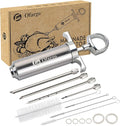 Ofargo Stainless Steel Meat Injector Syringe Kit with 4 Marinade Needles for BBQ Grill Smoker, Father Day Gifts for Dad Husband Men Him, 2-oz Large Capacity, Both Paper User Manual and E-Book Recipe