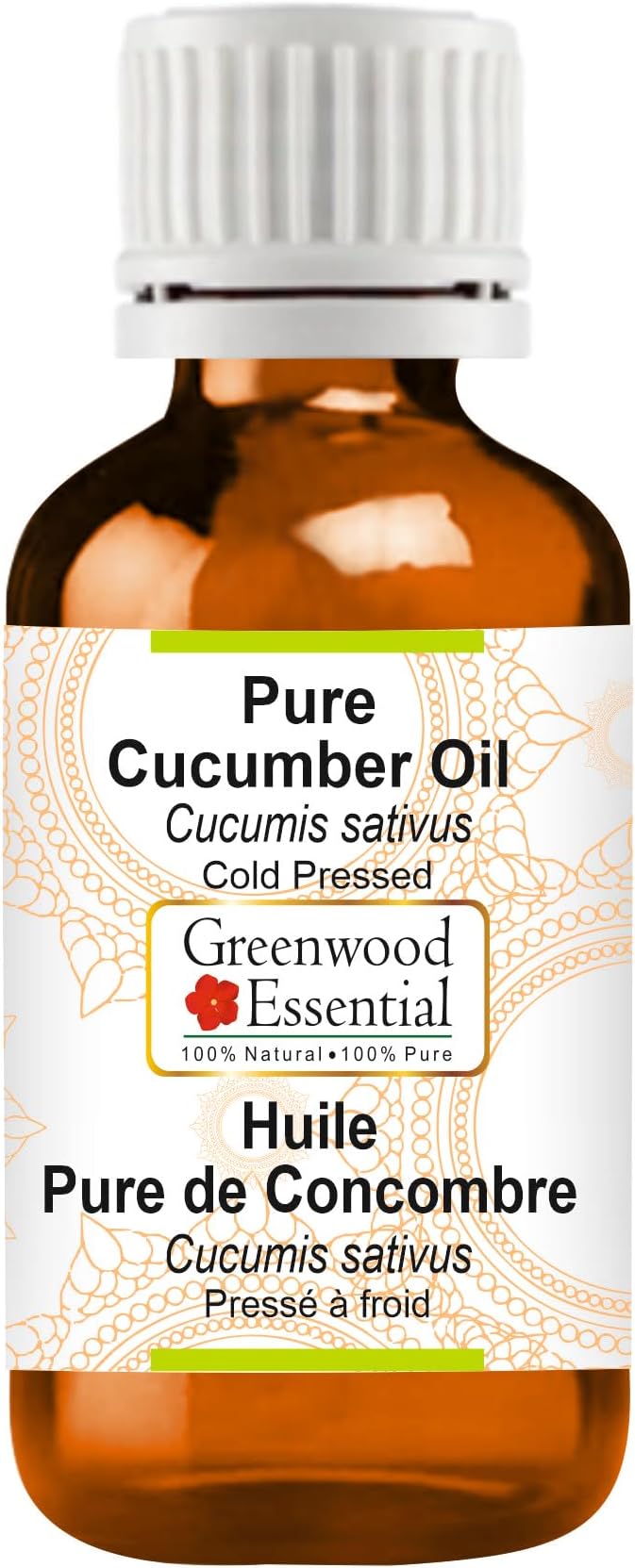 Greenwood Essential Cucumber Oil (Cucumis sativus) | Cold Pressed | Natural | Undiluted | For Diluting Essential Oils | For Skin & Massage | Men & Women | 15ml (0.50 oz)
