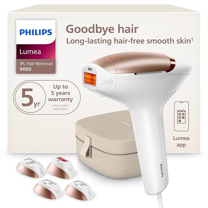 Philips Lumea IPL — Salon-Like Laser Hair Removal for Women, Permanent Hair Reduction Device At Home for Face & Body — Safe & Painless for Face, Bikini, Body, 5 Settings & Skin Sensors, BRI984/03
