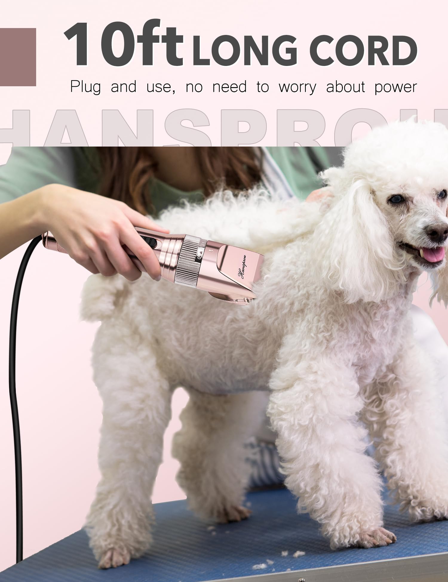 Hansprou Dog Clippers for Grooming,Upgraded 36V Heavy Duty Dog Clippers,Professional Pet Hair Trimmer for Thick Coat,Corded Pet Clipper with Guard Combs Brush