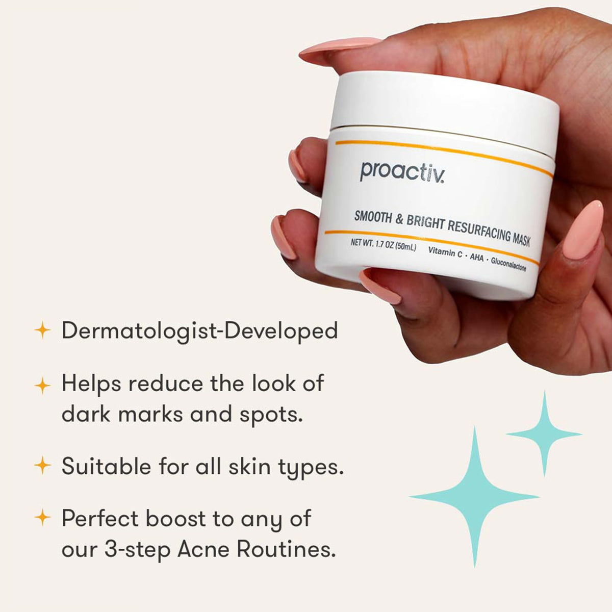 Proactiv Smooth & Bright Resurfacing Vitamin C Face Mask - Targets Post Acne Dark Marks, Hyperpigmentation, Rough Texture, Formulated for Acne-Prone Skin, 1.7 Oz