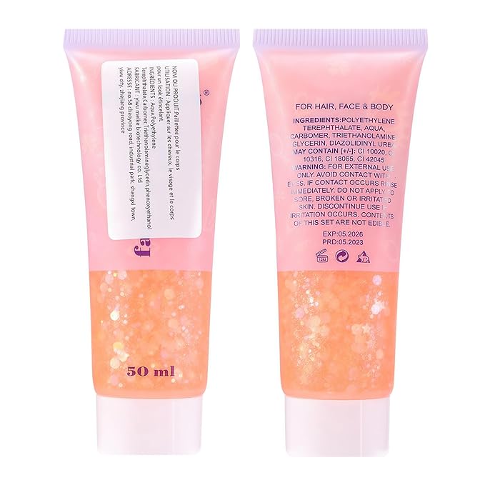 DAGEDA Coral Body Glitter Gel, Sparkly Hair Face Glitter Makeup Accessories