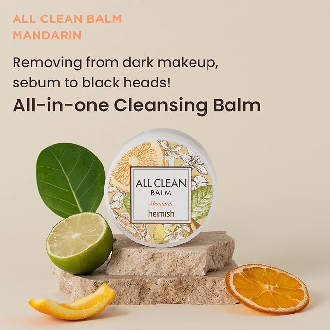 HEIMISH All Clean Balm Mandarin, Cleansing Balm, Waterproof Eye Makeup Remover, Oil Cleanser, Face Wash, Double Cleanse, Ceramide, Vegan, For Sensitive Skin, Korean Skincare, 4.0 fl oz / 120ml