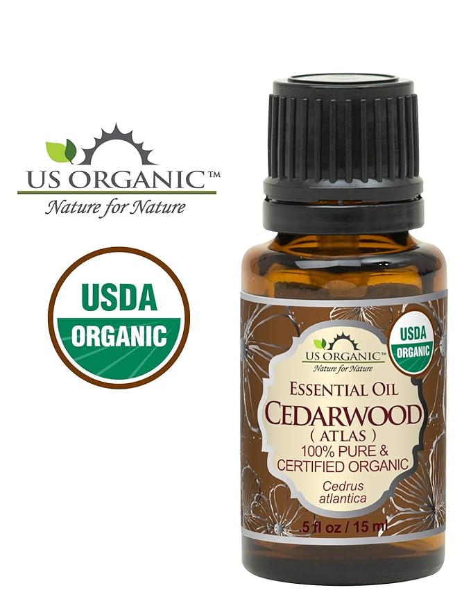 US Organic 100% Pure Cedarwood Essential Oil (Atlas) - USDA Certified Organic, Steam Distilled (More Size Variations Available) (15 ml /.5 fl oz)