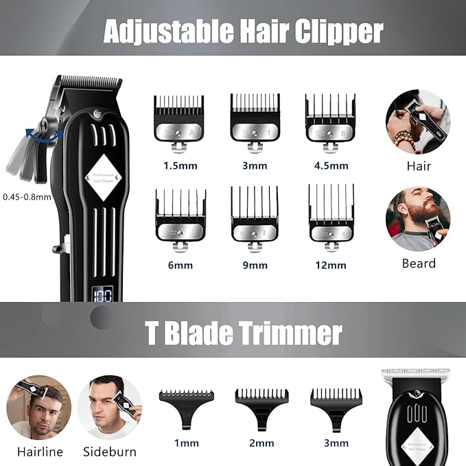 SUNNOW Hair Clippers and Trimmer Set, Electric Razor with Adjustable Speed