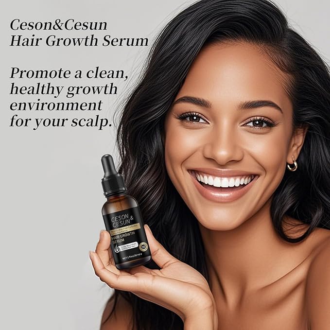 Ceson&Cesun Hair Growth Serum/Scalp Oil - Biotin & Rosemary Castor Oil Treatment for Stronger Thicker Longer Hair, Water-Based – Natural Hair Growth Thickening Treatment for Men & Women