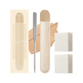 Piccasso Professional Makeup Spatula Sponge 2 Set - Stainless Steel Foundation Spatula for Thin & Seamless Base - K-Beauty Korean Tool for Flawless Finish - Includes Leather Case