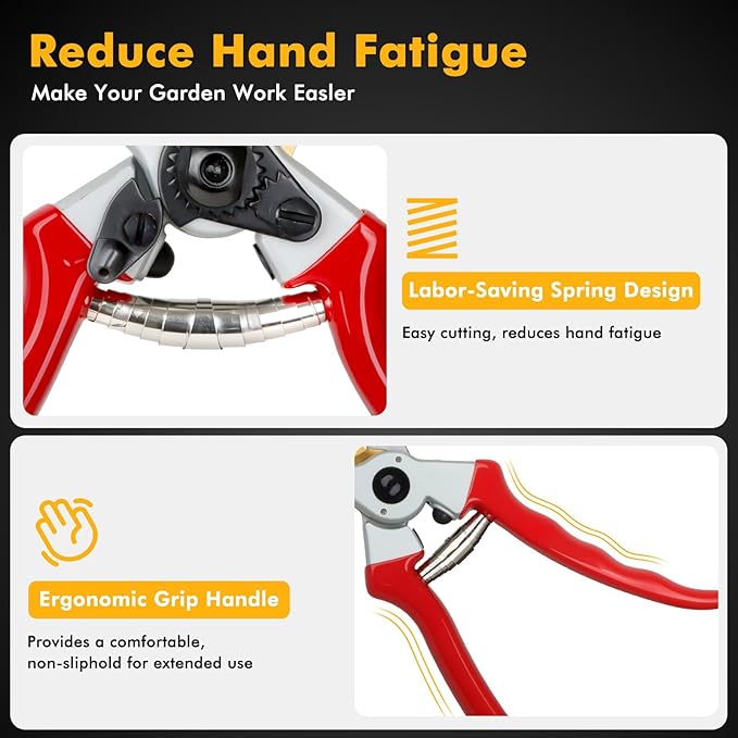 RESTMO Pruning Shears, 8.6 Inch, Titanium Blade, Bypass, Red