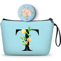 Women Birthday Unique Bride to be Bridal Shower Initial Gifts for Mom Sister Friend Her Teacher Aunt Makeup Cosmetic Bag with Mirror Mothers Day Christmas Graduation T