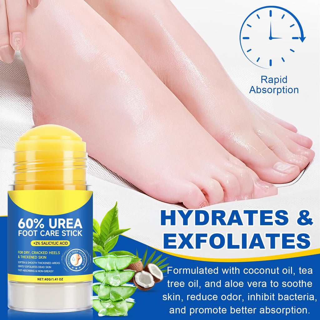 60% Urea Foot Cream, 1.41Fl Oz Foot Cream Maximum Strength Moisturizer for Dry Cracked Heels, Urea Foot Lotion Nourish Cracking Rough Dry Hands/Feet