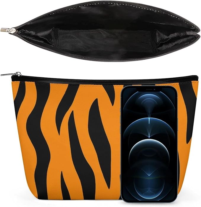 Meaudiwes Personality Fashion Zipper Cosmetic Case, Portable Makeup Case, Toiletry Bag, Tiger Stripes Animal Print Travel Cosmetic Toiletry Bag