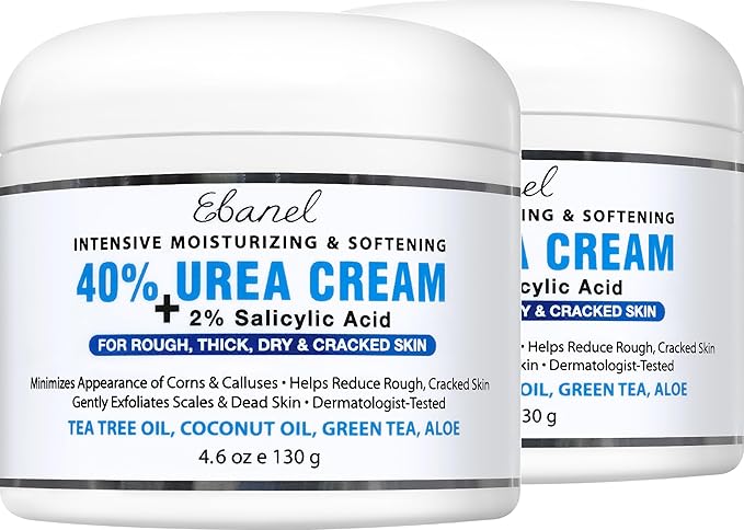 Ebanel Urea Cream 40% plus Salicylic Acid 2% for Dry Cracked Feet Skin, 2PK