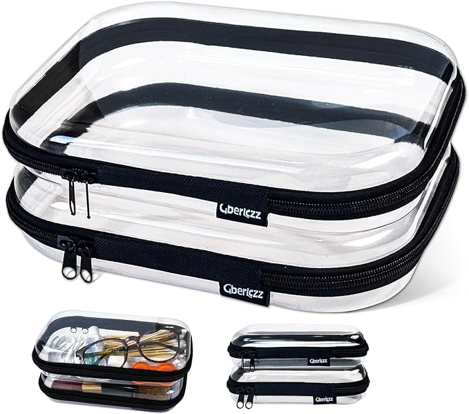 Gberlczz Clear Zipper Pouches for Organizer, Waterproof Hard Clear Zipper Case, Hard Plastic Pouch with Zippered