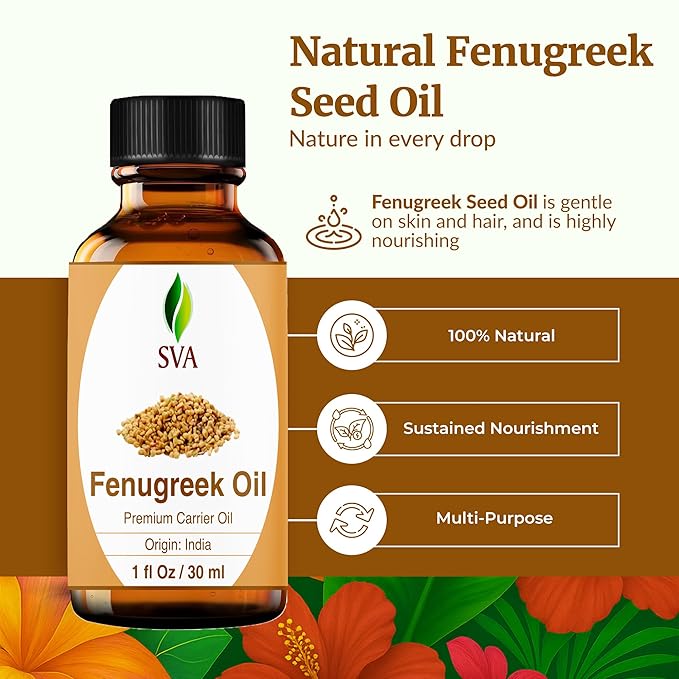SVA Fenugreek Oil 1 Fl Oz - for Face, Skin Care, Hair Care, Scalp Massage & Body Massage – Carrier Oil with Dropper