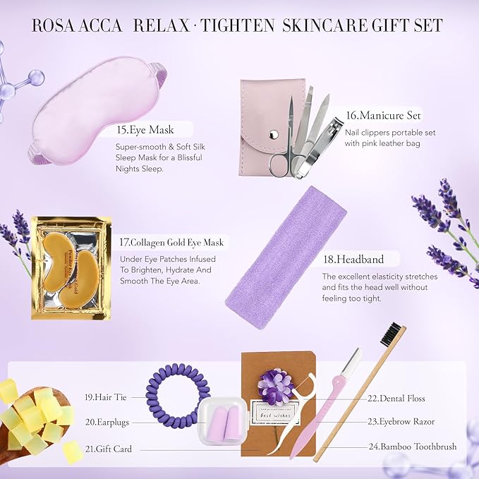 Gifts for Women, 30Pcs Lavender Skin Care Gift Set for Women, Bath & Body Gifts Basket Set, Home Spa Self Care Gift, Essential Oil, Anniversary, Face Serum, Pampering Gift, Birthday, Christmas, Wife
