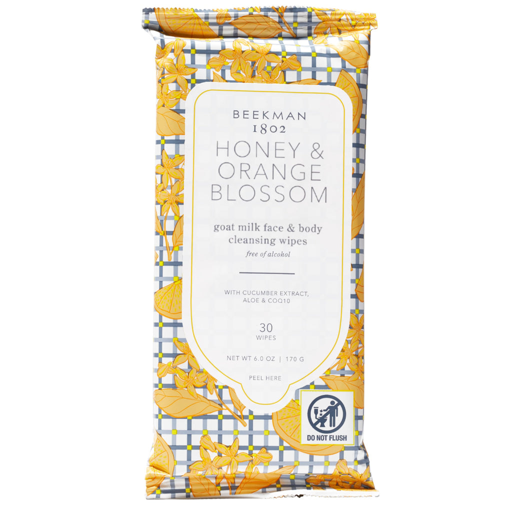 Beekman 1802 Goat Milk Face Wipes, Honey & Orange Blossom, 30 Count