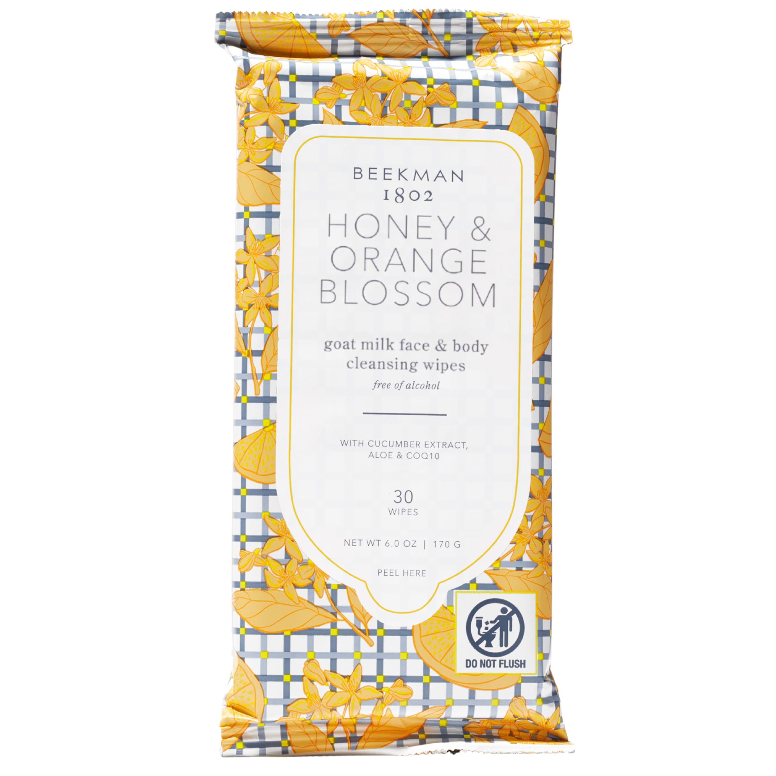 Beekman 1802 Goat Milk Face Wipes, Honey & Orange Blossom, 30 Count