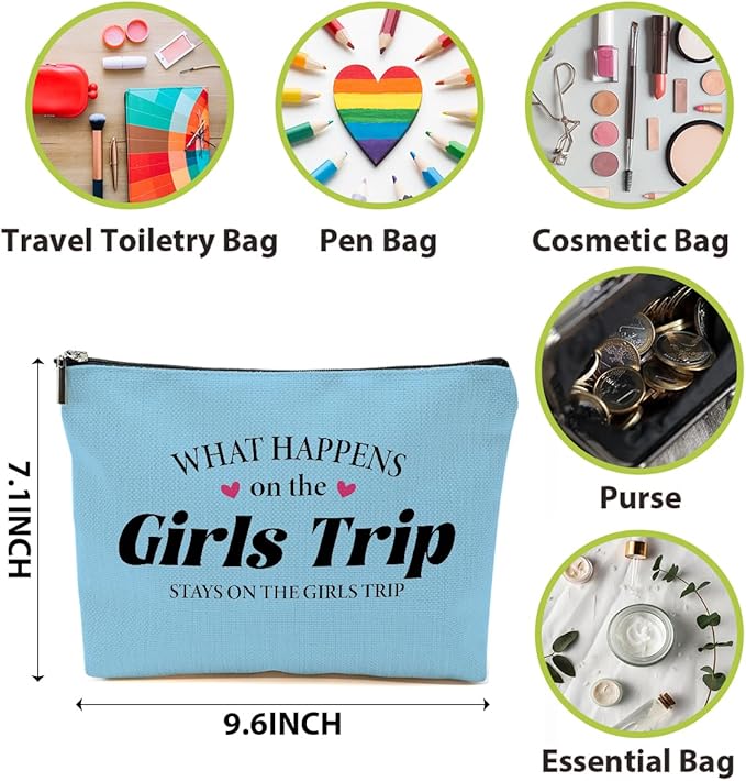 BQXH 4 PCs Girls Trip Gifts Favors, Girls Weekend Gifts Makeup Bag