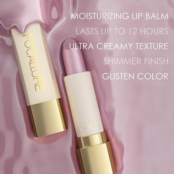FOCALLURE Moisturizing Shimmer Lipstick, Hydrating Buildable Lip Color, Long Lasting Non-Drying Formula, Sparkly Diamond Finish, Back to School Gift, Sour Sugar