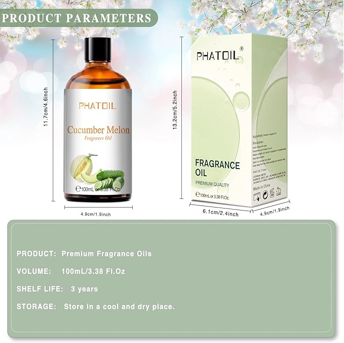 PHATOIL Cucumber Melon Fragrance Oil for Diffuser Aromatherapy 3.38FL.OZ