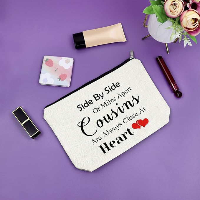 Sazuwu Cousin Gifts for Women Makeup Bag Birthday Gifts for Favorite Cousin Inspirational Gifts for Cousin Cosmetic Bag Encouragement Gifts for Sister Christmas Graduation Gifts Travel Pouch