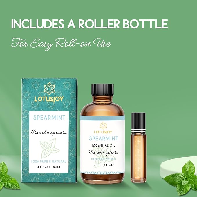 LOTUSJOY Spearmint Oil for Facial Hair, Skin, Diffuser, Room Spray, 4 Oz