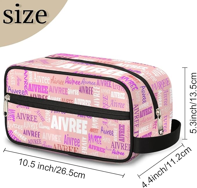 KFNHN Custom Travel Toiletry Bag for Women Makeup Bag Light Pink Background