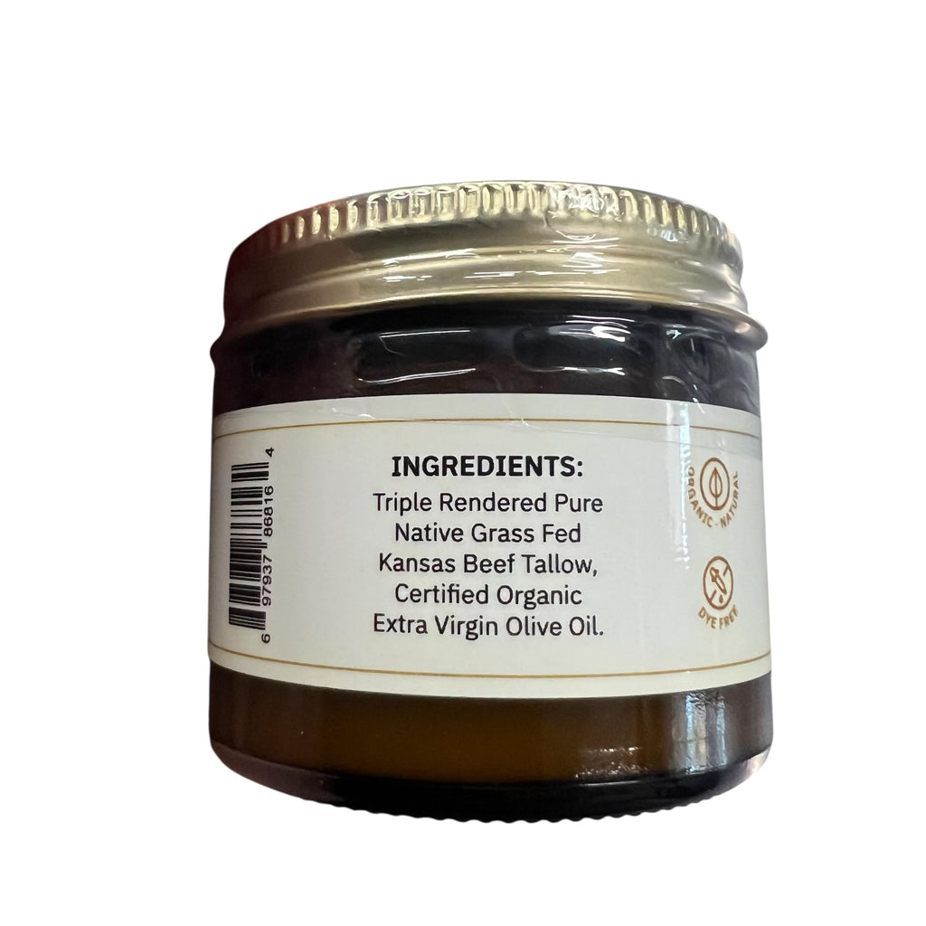 Prairie Fire Candles Grass Fed Beef Tallow Balm Grown and Made in USA - Organic Grass Fed and Finished Tallow - Moisturizing Skin Care Fragrance Free 2 oz