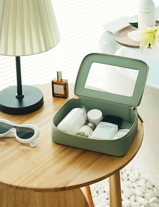 Popvibe Clear Makeup Bag with Zipper Travel Toilrty Bag Sage Green Medium
