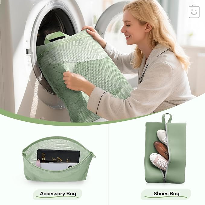 Veken 11 Set Compression Packing Cubes Garment Bags for Travel Essentials,Compressible Expandable Luggage Organizer Bags for Clothing,Space Saver Bags with Over 1000 pcs of Mesh Holes(Matcha Green)