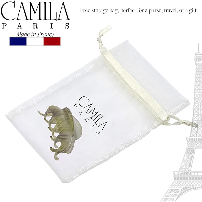 Camila Paris CP3217 French Hair Clips for Women, 3.5" Large Claw Clip Strong Hold All Day, Girl Large Claw Clips for Thick Hair, No Damage No Slip Flat Clip for Women. Made in France
