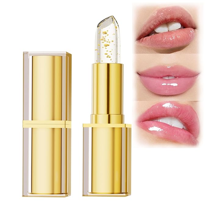 MOLAKS Transferproof Color Changing Lipstick with Gold Foil & 24H Moisturizing Glossy Shine – PH Reactive Long Lasting Mood Lipstick for Women, Deep Nourishment Lip Balm, Non-Fading Lip Gloss (1Pcs)