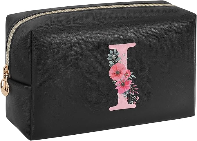 Initial Makeup Bag for Women, Travel Makeup Bag Small Cosmetic Bag, Birthday Gifts for Girls and Women, Teen Girls Gifts Trendy Stuff, Personalized Gifts for Grandkids Teacher Friends Bride Bridesmaid