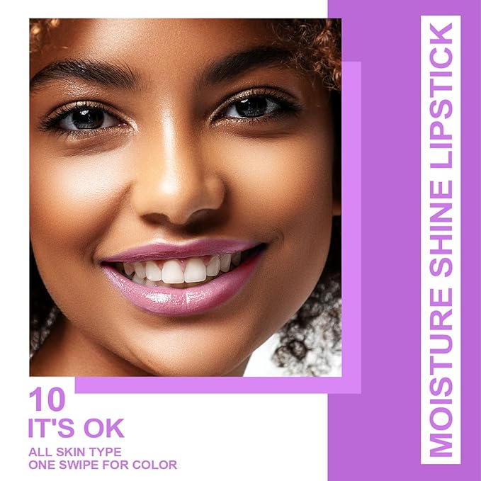 Oulac Pinky Purple Lipstick - Moisturizing Lip Stick Lavender Glossy Tinted Lip Balm, Sheer Shine Juicy Lip Gloss, Hydrating Formula for Dry Lip Care, Vegan Lipsticks Lilac G10