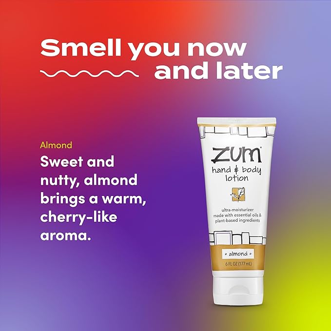 Zum Indigo Wild Hand & Body Lotion - Natural Hand Lotion for Dry Hands - Body Lotion for Women & Men - Body Moisturizers Include Shea Butter, Jojoba Oil & More - Almond Scent - 6 fl oz (2 Pack)